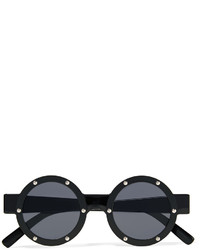 Le Specs Porthole Embellished Round Frame Acetate Sunglasses