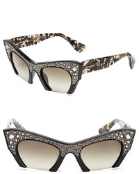 Miu Miu Semi Rimless Embellished Cat Eye Sunglasses