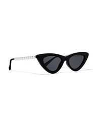 Le Specs The Last Lolita Faux Pearl Embellished Cat Eye Acetate Sunglasses