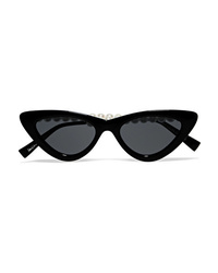 Le Specs The Last Lolita Faux Pearl Embellished Cat Eye Acetate Sunglasses