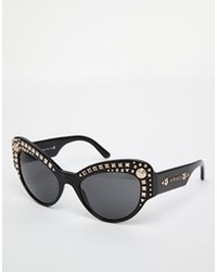 Versace Jewelled Cat Eye Sunglasses Black
