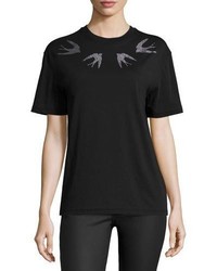 MCQ Alexander Ueen Bird Embellished Classic T Shirt