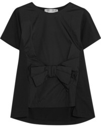 Comme des Garcons Comme Des Garons Comme Des Garons Bow Embellished Satin And Cotton Jersey T Shirt Black