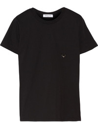 Thierry Mugler Mugler Embellished Cotton Jersey T Shirt Black