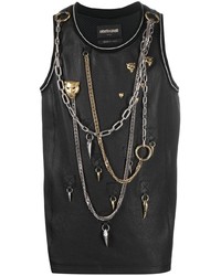 Roberto Cavalli Chain Embellished Leather Top
