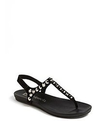 Black Embellished Thong Sandals