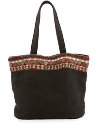 Ale By Alessandra Cleopatra Beaded Embellished Linen Tote Bag