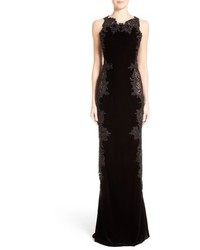 Black Embellished Tulle Evening Dress