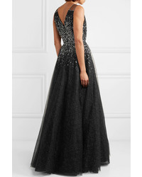 Jenny Packham Samar Crystal Embellished Glittered Tulle Gown