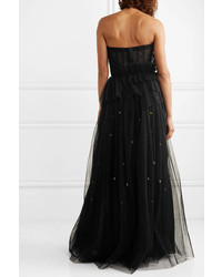 Jason Wu Strapless Embellished Pliss Tulle Gown