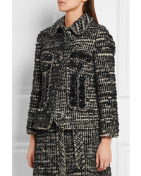 Simone Rocha Crystal Embellished Metallic Tweed Jacket Black