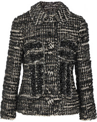 Simone Rocha Crystal Embellished Metallic Tweed Jacket Black