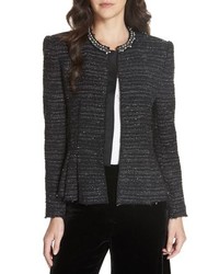 Rebecca Taylor Embellished Stretch Tweed Jacket