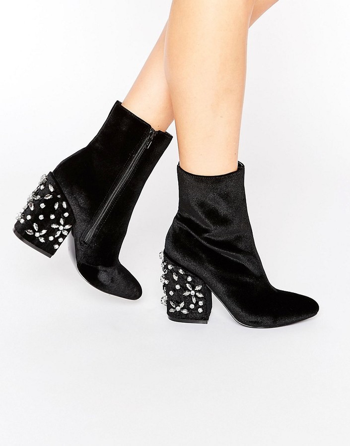 embellished heel boots