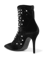 Giuseppe Zanotti Notte Crystal Embellished Velvet Ankle Boots