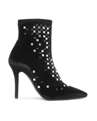 Giuseppe Zanotti Notte Crystal Embellished Velvet Ankle Boots