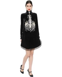 Dolce & Gabbana Chandelier Embellished Velvet Dress