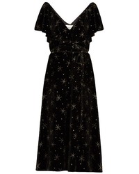 Valentino Glitter Star Embellished Velvet Dress