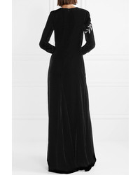Oscar de la Renta Crystal Embellished Velvet Gown