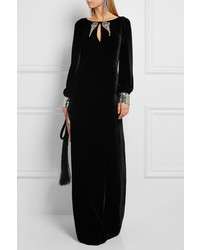 Roberto Cavalli Embellished Velvet Gown Black