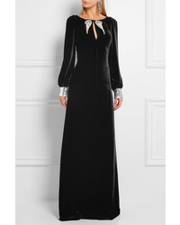 Roberto Cavalli Embellished Velvet Gown Black