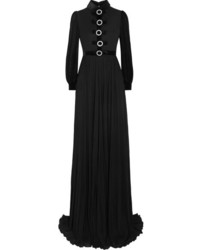 Gucci Embellished Velvet Trimmed Jersey Gown Black