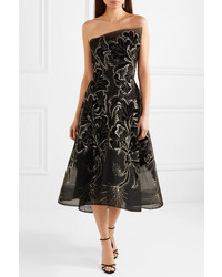 Monique Lhuillier Sequined Embroidered Velvet And Tulle Gown