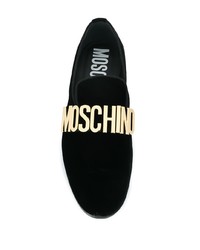 Moschino Lettering Logo Velvet Loafers