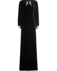 Black Embellished Velvet Maxi Dress