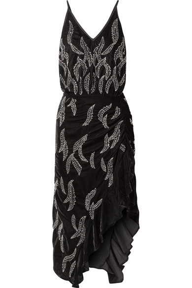 Dodo Bar Or Asymmetric Embellished Velvet Midi Dress Net A