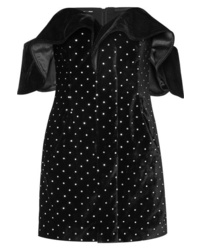 Black Embellished Velvet Shift Dress
