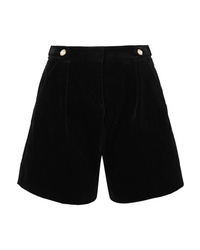 Black Embellished Velvet Shorts