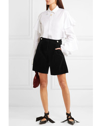 Mother of Pearl Faux Pearl Embellished Velvet Shorts