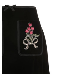 Gucci Velvet Long Skirt W Embellished Patches