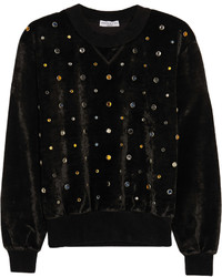 Black Embellished Velvet Sweater