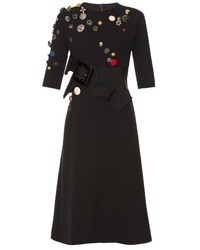 Dolce & Gabbana Button Embellished Wool Blend Dress