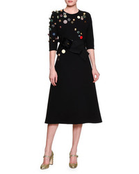 Dolce & Gabbana Half Sleeve Embellished Dress Black