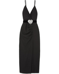 Black Embellished Wool Maxi Dress
