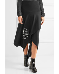 J.W.Anderson Asymmetric Embellished Boiled Wool Midi Skirt Black