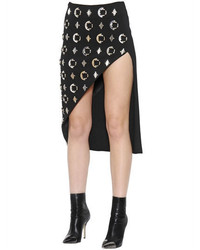 David Koma Embellished Asymmetric Wool Crepe Skirt