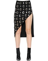 David Koma Embellished Asymmetric Wool Crepe Skirt