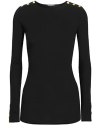 Balmain Embellished Wool And Cashmere Blend Sweater Black