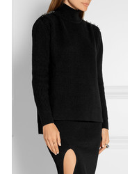 Thierry Mugler Mugler Embellished Wool And Cashmere Blend Sweater Black