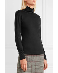 PIERRE BALMAIN Embellished Wool Turtleneck Sweater Black