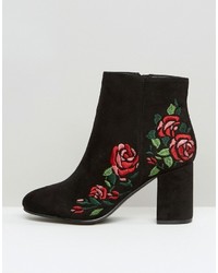 Asos Rule Embroidered Ankle Boots
