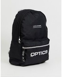 ASOS DESIGN Backpack In Black With White Text Embroidery Ts