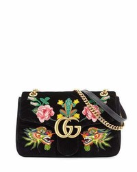 Gucci 110th Anniversary Gg Marmont Small Dragon Velvet Shoulder Bag