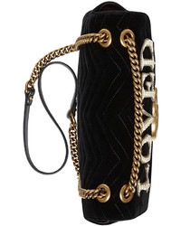 Gucci Gg Marmont Embroidered Velvet Shoulder Bag