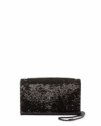 Saint Laurent Kate Monogram Medium Paillette Embroidered Shoulder Bag Black