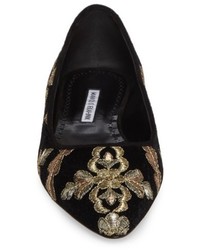 Manolo Blahnik Tittermo Floral Embroidered Ballet Flat